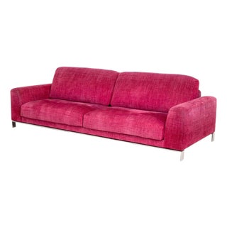 Modern Magenta Pink Chenille Upholstered Sofa For Sale