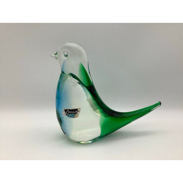 Glass MCM Art Glass Bird Figurine Lorraine Glass Paperweight Made in Canada For Sale - Image 7 of 9