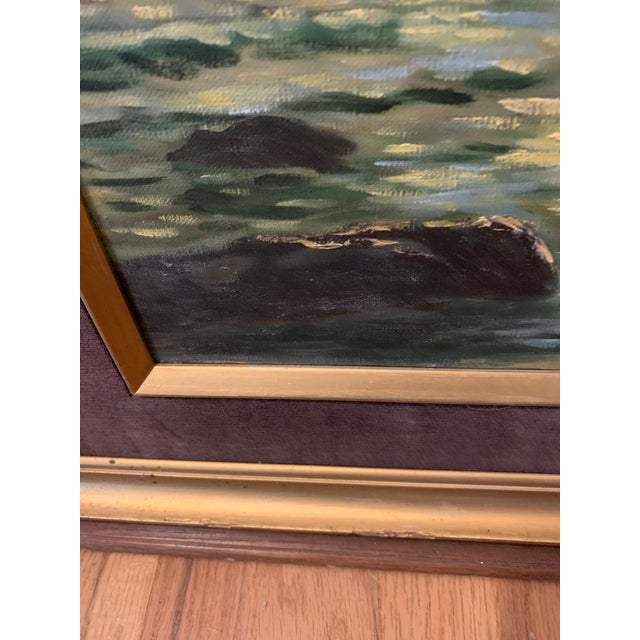 Mid Century Seascape With Sunset Oil on Canvas by Alexander Dzigurski For Sale In Seattle - Image 6 of 7
