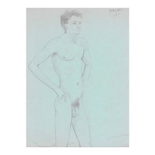 1981 James Bone Naked Janitor Drawing For Sale