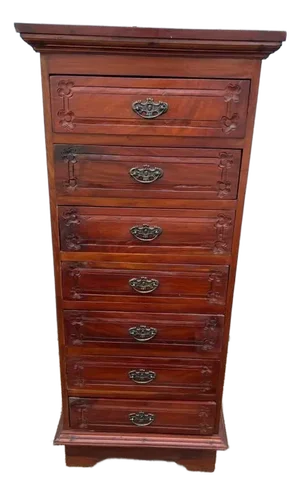 Vintage Victorian Style Carved 7 Drawer Solid Wood Lingerie Tall Chest.