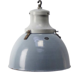 Vintage Industrial Gray Cast and Enamel Pendant Light from Industria Rotterdam For Sale