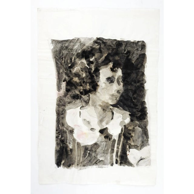 Vintage circa late 20th century gouache on thin paper of woman by Marilyn Lanfear (1930-2020) Texas. Part of the series...