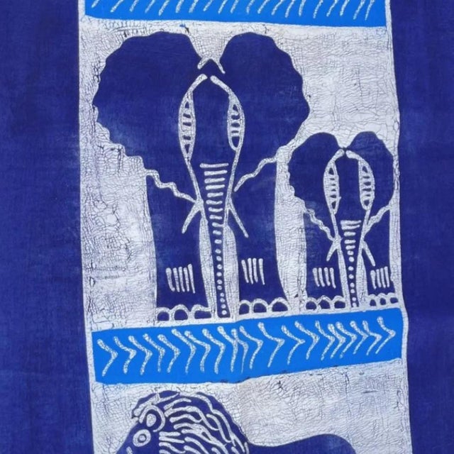 Early 20th Century Early 20th Century Big 5 Batik Blue Table Runner For Sale - Image 5 of 8