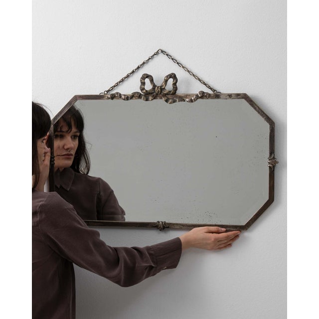 Circa 1930 French Art Deco Wall Mirror With Hanging Chain France 1930s For Sale - Image 10 of 11