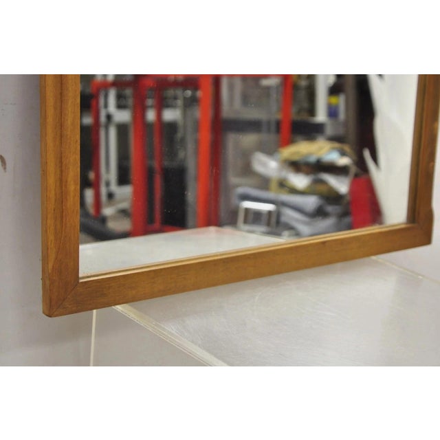 Vintage Mid Century Modern Sculpted Walnut Finial Modernist Wall Mirror For Sale In Philadelphia - Image 6 of 11