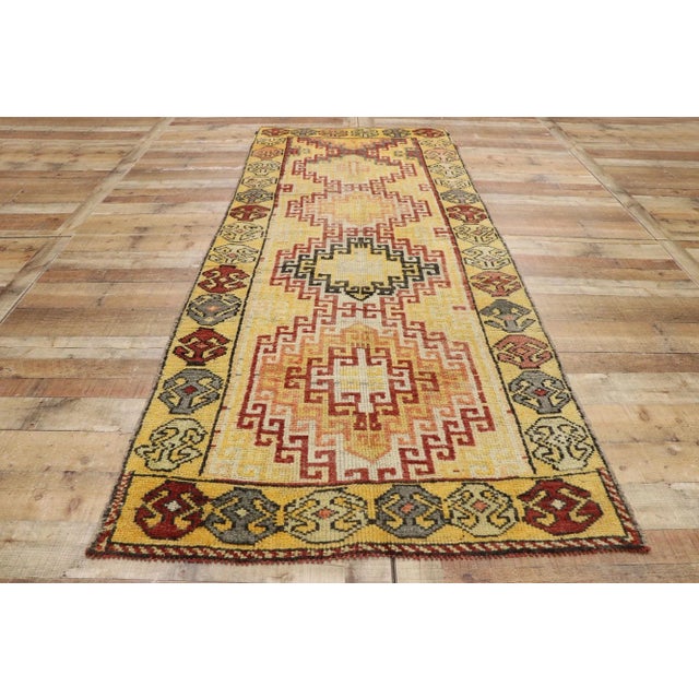 Gold Vintage Turkish Oushak Runner Rug , 03'10 X 09'06 For Sale - Image 8 of 10