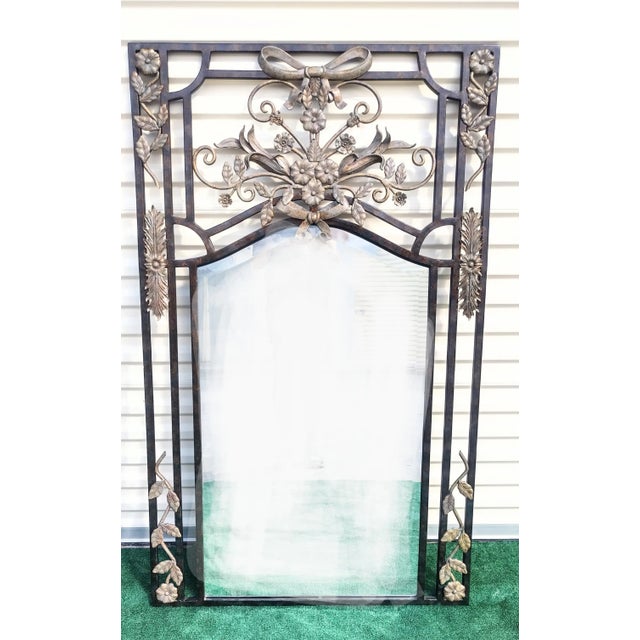 Massive Vintage Regal LaBarge Iron Bow Decorative Wall Mirror For Sale - Image 10 of 10
