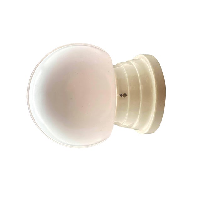 Glass 1930s Ceramic & Glass Wall Sconce For Sale - Image 7 of 9
