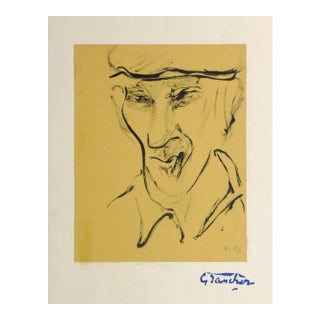 Jean Baptiste Grancher, French Ink Portrait - the Farmhand For Sale