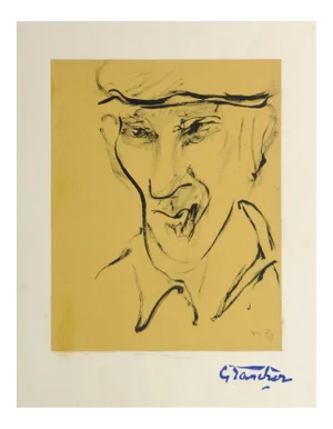Jean Baptiste Grancher, French Ink Portrait - the Farmhand
