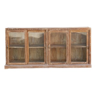 Antique Whitewash Teak Sliding Doors Sideboard For Sale