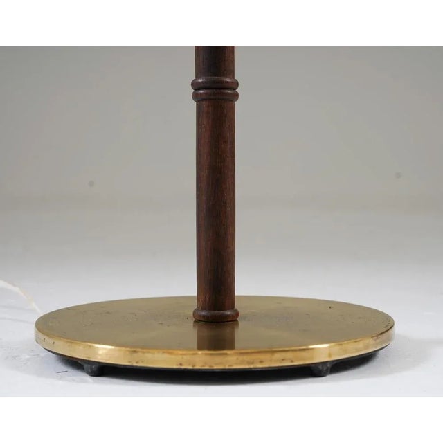Wood Mid-Century Floor Lamp in Brass and Wood from Falkenbergs Belysning, Sweden, 1960s For Sale - Image 7 of 9