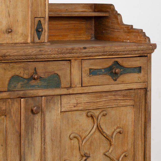 19th Century Original Painted Swedish Pine Clock Cabinet For Sale - Image 9 of 12