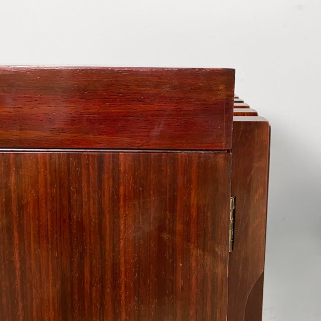 Italian Modern Bedside Tables in Dark Wood, 1970s, Set of 2 For Sale - Image 12 of 16