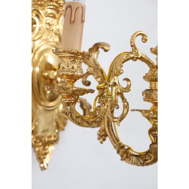 Sconces in Gilded Bronze with Five Bulbs Each, Set of 2 For Sale - Image 12 of 17
