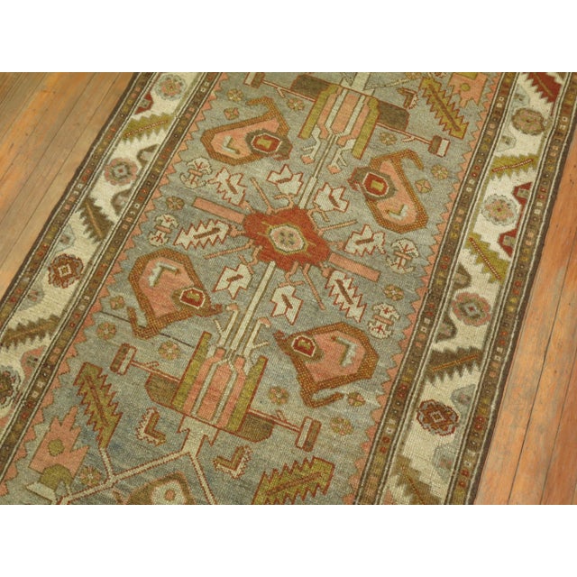 Antique Zabihi Collection Kurd Bidjar Long Gray Runner - 3'6" x 15'10" For Sale - Image 4 of 8