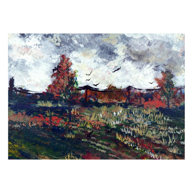 Contemporary Vintage Landscape -- Blooming Wildflower Field by Connie Jean Fielding For Sale - Image 3 of 9
