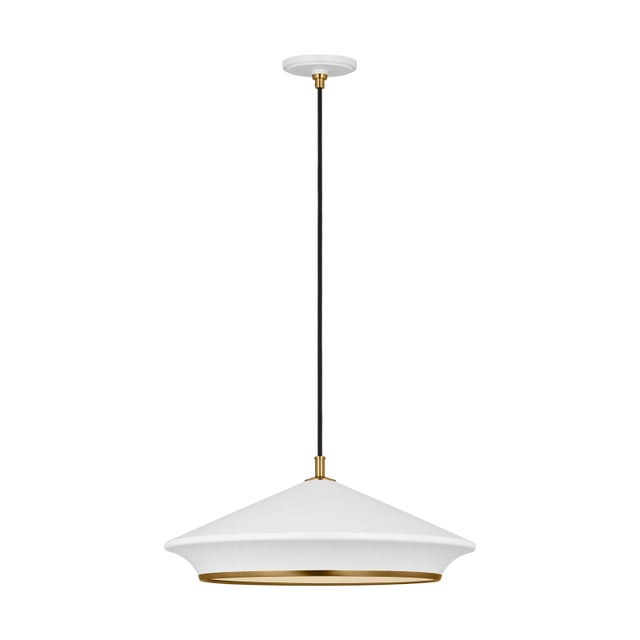 Transitional Thomas O'Brien by Visual Comfort Studio Stanza 1-Light Grand Pendant in Matte White For Sale - Image 3 of 6