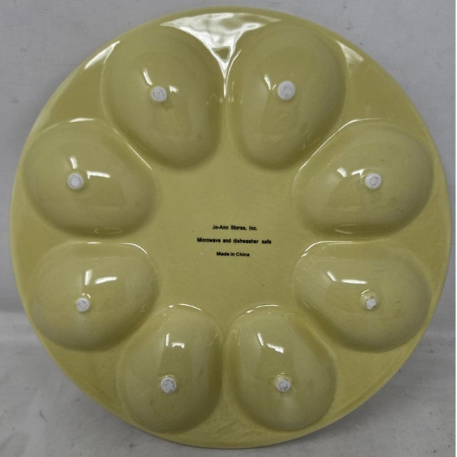 Vintage Yellow White Floral Bunny Rabbit Deviled Egg Plate For Sale In Dallas - Image 6 of 6