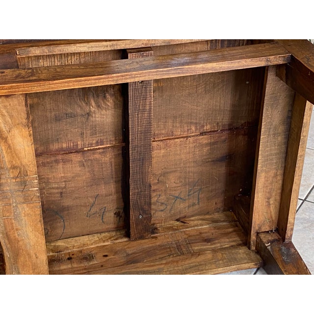 Beautiful antique farmhouse coffee table with two drawers Pedestal legs, very stable Solid and heavy Two large drawers...
