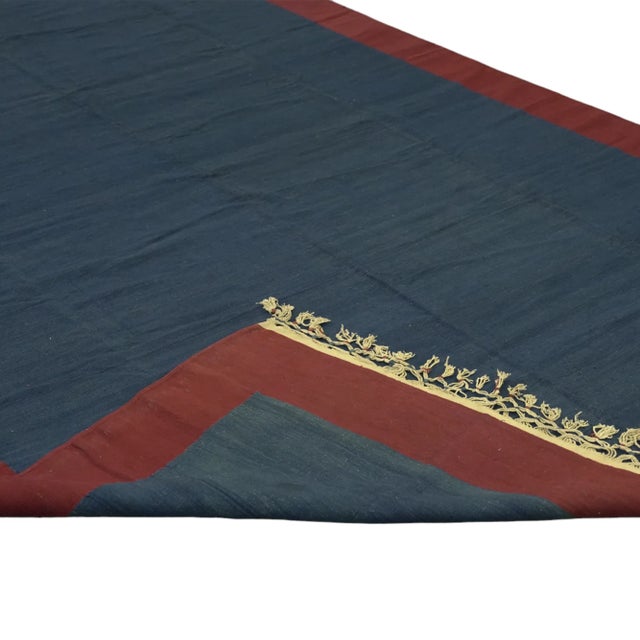Traditional Vintage Dhurrie Rug in Blue With Red Geometric Border, From Rug & Kilim For Sale - Image 3 of 6