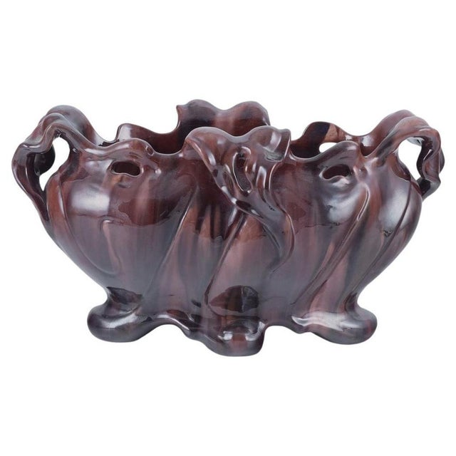 Large Art Nouveau Jardiniere in Earthenware by Jérôme Massier for Vallauris, 1890s For Sale - Image 8 of 8