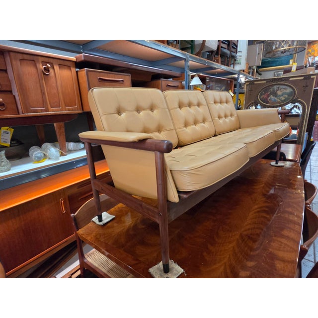 Gold 1960s Mid-Century Danish Modern Walnut Sofa For Sale - Image 8 of 9