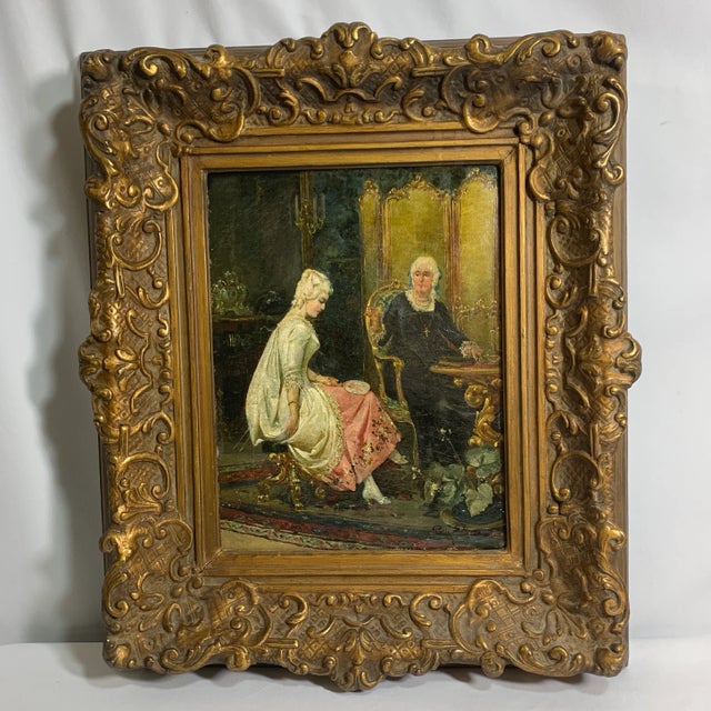 Signed Antique French Interior Oil Painting For Sale - Image 13 of 13