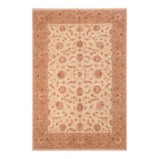 Bohemien Ziegler Ivory Light Green Hand-Knotted Wool Rug - 10'5'' X 14'4'' For Sale