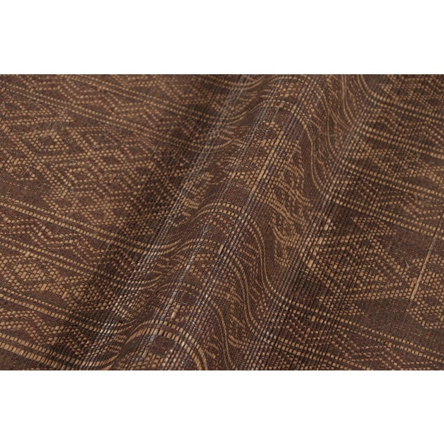 Wood Vintage Tuareg Square Mat in Brown and Gold With Geometric Patterns- Rug & Kilim For Sale - Image 7 of 10