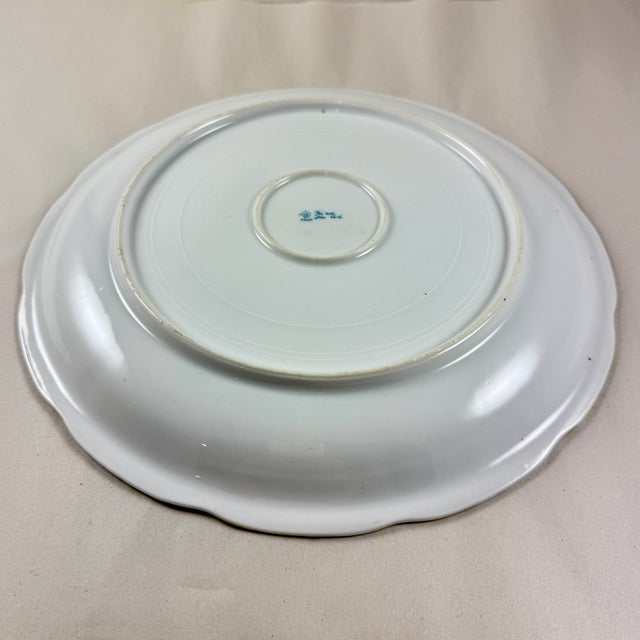 Rose Nippon, Hand-Painted Porcelain Rose Moriage Large Wall Plate For Sale - Image 8 of 10