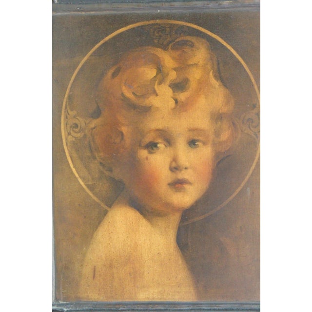 1920s Antique Religious Portrait Diptych – Christ Child & Christ in Gethsemane For Sale In Naples, FL - Image 6 of 14