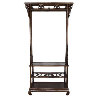 Asian Coat Rack in Carved Wood with Dragons, 1940s For Sale