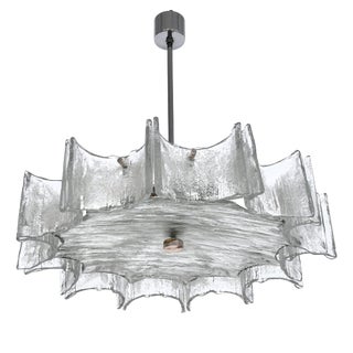Large Ice Glass Chandelier from Kaiser Leuchten, 1970s For Sale