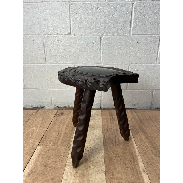 Witco Mid Century Spanish Brutalist TriPod Milk Stool Witco Styling For Sale - Image 4 of 10