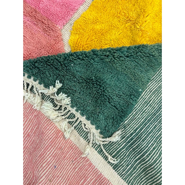 Green Moroccan Handwoven Abstract Wool Rug, 2010s For Sale - Image 8 of 10