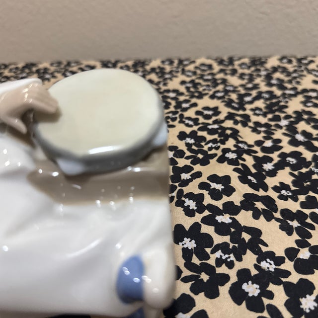 Vintage Porcelain Casades Clown Eith Tambourine Figure Made in Spain For Sale - Image 9 of 10