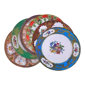 Enamaled Tin English Miss-Matched Plates- Set of 6