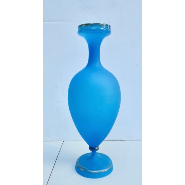 Beaux-Arts French Blue Opaline Vase Circa 1880s' For Sale - Image 3 of 8