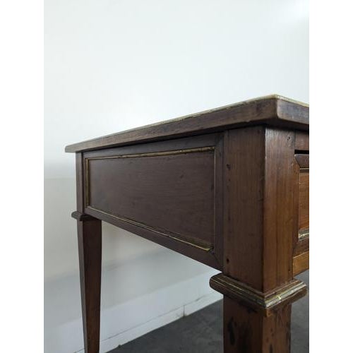 2000 - 2009 Louis XVI Style Flat Desk in Cherrywood and Leather For Sale - Image 5 of 10