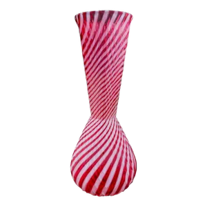 Mid 20th Century Hobbs Brockunier & Co Opalescent Cranberry Red Swirl Art Glass Vase