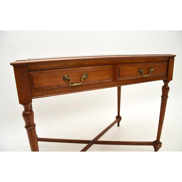 Victorian Walnut Desk with Leather Top, 1890s For Sale - Image 9 of 10