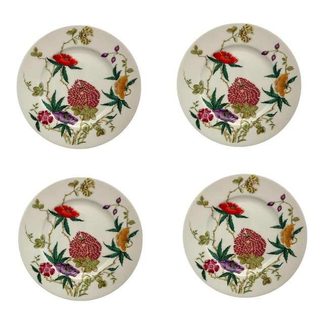 Limoges Small Dessert Plate 6.5 Set of 4 Floral Design Vintage French Collection For Sale