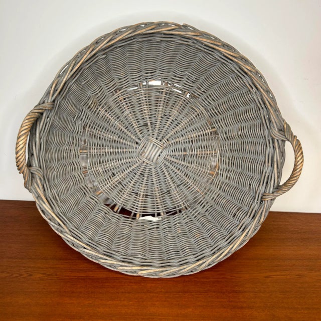 Rustic Late 20th Century Large Vintage Wicker Basket For Sale - Image 3 of 8