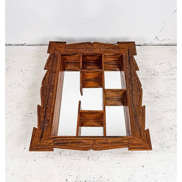 Mid 20th Century Vintage Carved Wood Mirrored Shadow Box For Sale - Image 5 of 5