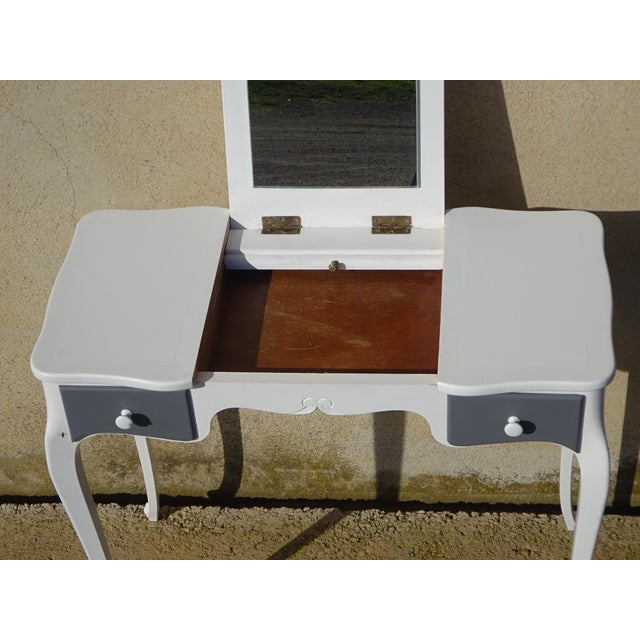 Small White and Gray Dressing Table For Sale - Image 4 of 18