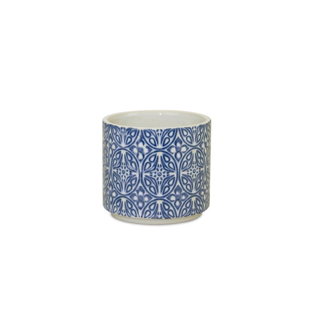 Ornamental Blue andWhite Ceramic Pot (Set of 2) For Sale In Chicago - Image 6 of 6