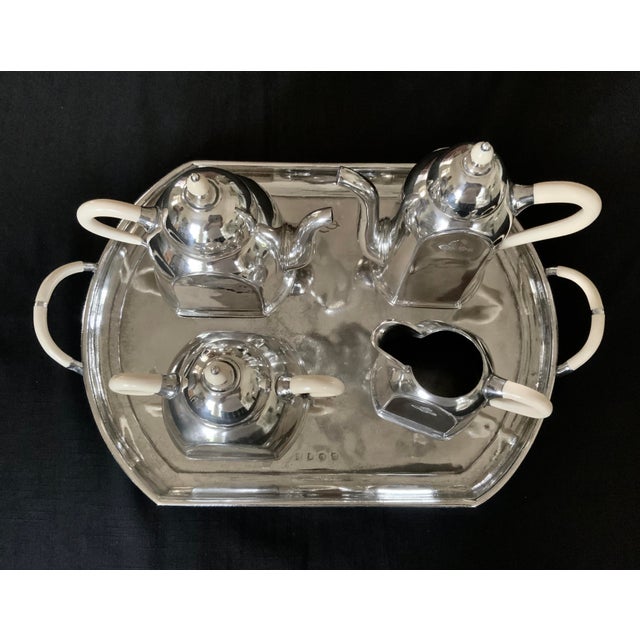 1950s Ocean Liner Silver Plated Pewter Tea Service Maritime Tea Set Cosulich Line Cosi Tabellini Italy - Set of 5 For Sale In New York - Image 6 of 11