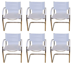 White Armchairs, 1960s, Set of 6
